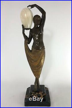 Fayral Lampe Odalisque Max Le Verrier Fonte D Art Marbre Art Deco C2470