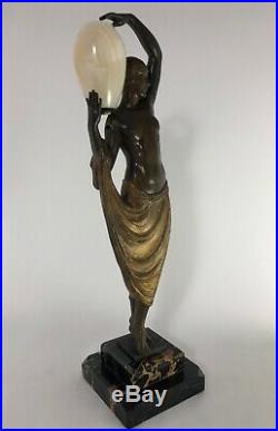 Fayral Lampe Odalisque Max Le Verrier Fonte D Art Marbre Art Deco C2470