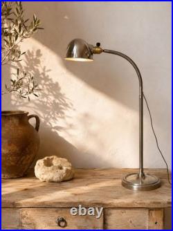 French Art Deco Adjustable Desk Lamp Chrome Brass 1930s Modernist