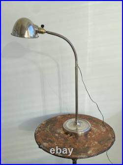 French Art Deco Adjustable Desk Lamp Chrome Brass 1930s Modernist