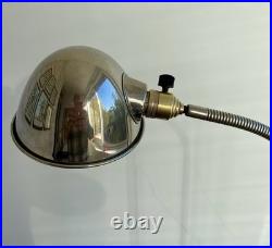 French Art Deco Adjustable Desk Lamp Chrome Brass 1930s Modernist