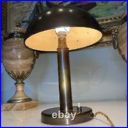 GENET ET MICHON (Signée) Lampe champignon dorée de Période Art Déco