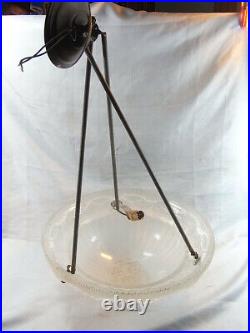 George Leleu Verrier Jehel Ancienne Suspension Dôme Art Deco Lustre Lampe Lamp