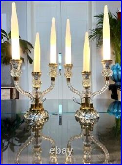 Girandoles Art Déco Paire de lampes Fausses bougies en Opaline Blanche