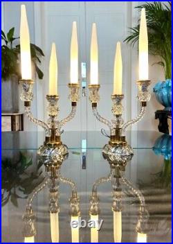 Girandoles Art Déco Paire de lampes Fausses bougies en Opaline Blanche