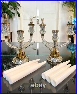 Girandoles Art Déco Paire de lampes Fausses bougies en Opaline Blanche