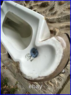 Giraud Limoges Lampe Porcelaine Couple de Pigeon Art Deco Oiseau Sculpture