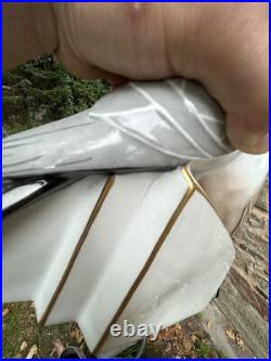 Giraud Limoges Lampe Porcelaine Couple de Pigeon Art Deco Oiseau Sculpture