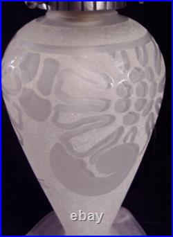 Goujon & Pedemay Ets Nancéa Lampe Champignon Art Déco En Verre Gravé 1930 Goujon & Pedemay Ets Nancéa Lampe Champignon Art Déco En Verre Gravé 1930