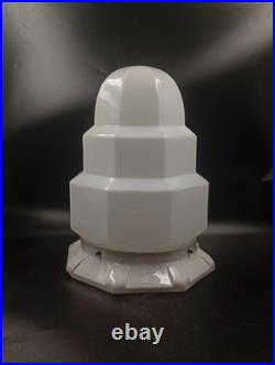 Grand Globe Lampe Plafonnier Art Déco Skyscraper Opaline Verre Blanc Années 1930