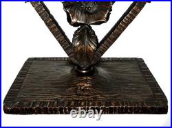 Grand Pied Lampe Fer Forgé Massif Art Deco Nancy Chapelle Kiss
