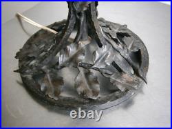 Grand Pied de lampe Art Déco Roses Fer forgé 1930 H. Chaine Luminaire Ancien