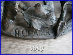 Grand Pied de lampe Art Déco Roses Fer forgé 1930 H. Chaine Luminaire Ancien