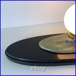 Grande 60cm Lampe Art Deco Régule Mouette Vague Globe Opalin France 1930