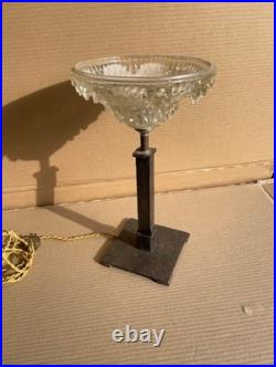 Grande Lampe Art Déco Fer forgé Verre Pressé type glaçon