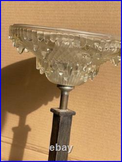 Grande Lampe Art Déco Fer forgé Verre Pressé type glaçon