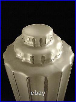 Grande Lampe Building Moderniste Art Déco Bronze Nickelé & Globe En Verre Pressé
