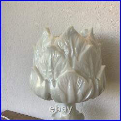 Grande Lampe D'Albâtre Bleuté Style Art Deco Années 1940-1950 Artichaut