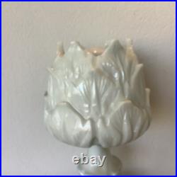 Grande Lampe D'Albâtre Bleuté Style Art Deco Années 1940-1950 Artichaut