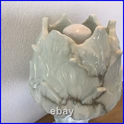 Grande Lampe D'Albâtre Bleuté Style Art Deco Années 1940-1950 Artichaut