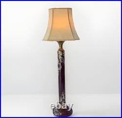 Grande Lampe Floral Art Deco, Japonisant Ceramique Émaillé Fleurs