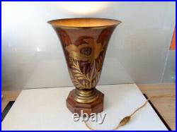 Grande Lampe Vasque de Salon Art Déco Signée A. DUCOBU Dinanderie Ancienne