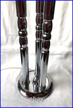 Grande Lampe Vintage Metal Chrome Colonne 1970 Disderot Delmas Monteuse Art Deco