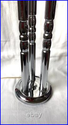 Grande Lampe Vintage Metal Chrome Colonne 1970 Disderot Delmas Monteuse Art Deco