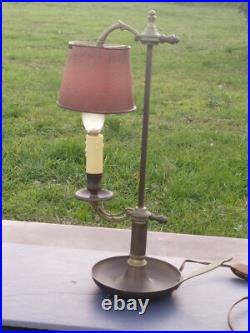 Grande Lampe bouillotte Empire abat jour en tôle peinte ancienne H. 43,5 cm
