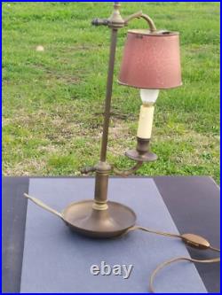 Grande Lampe bouillotte Empire abat jour en tôle peinte ancienne H. 43,5 cm