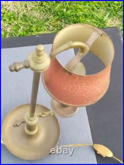 Grande Lampe bouillotte Empire abat jour en tôle peinte ancienne H. 43,5 cm