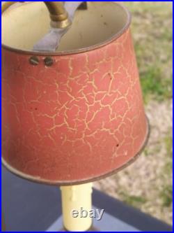 Grande Lampe bouillotte Empire abat jour en tôle peinte ancienne H. 43,5 cm