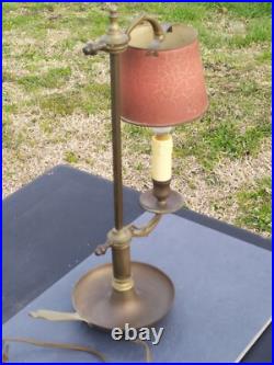 Grande Lampe bouillotte Empire abat jour en tôle peinte ancienne H. 43,5 cm