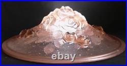 Grande Vasque Art Deco bouquet de roses Verre pressé Muller pour lustre lampe