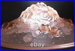 Grande Vasque Art Deco bouquet de roses Verre pressé Muller pour lustre lampe Grande Vasque Art Deco bouquet de roses Verre pressé Muller pour lustre lampe