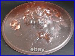 Grande Vasque Art Deco bouquet de roses Verre pressé Muller pour lustre lampe