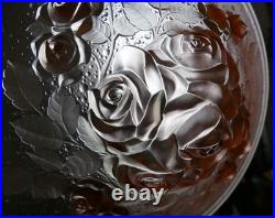 Grande Vasque Art Deco bouquet de roses Verre pressé Muller pour lustre lampe