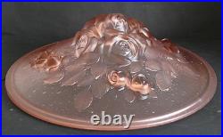 Grande Vasque Art Deco bouquet de roses Verre pressé Muller pour lustre lampe