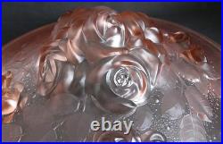 Grande Vasque Art Deco bouquet de roses Verre pressé Muller pour lustre lampe