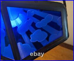 Grande lampe PIROUETT de salon avec verres nuages en verre gravés a l'acide