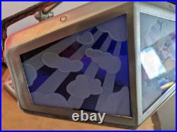 Grande lampe PIROUETT de salon avec verres nuages en verre gravés a l'acide