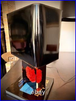 Grande lampe Pierre Giraudon 70's plexiglas à inclusion corail rouge