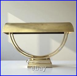 Grande lampe de bureau Art Déco en laiton massif vintage 1950s