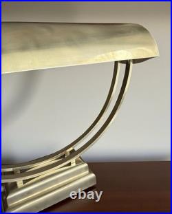 Grande lampe de bureau Art Déco en laiton massif vintage 1950s