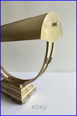 Grande lampe de bureau Art Déco en laiton massif vintage 1950s