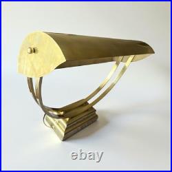 Grande lampe de bureau Art Déco en laiton massif vintage 1950s