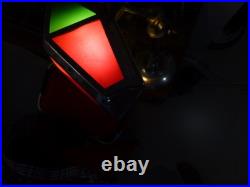 Grande lampe pirouette art déco, fonctionne, H 55cm, pied lesté, deflecteurs couleur