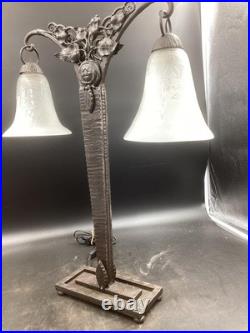 HETTIER VINCENT? ART DECO Lampe double MULLER FRERES 1925/30