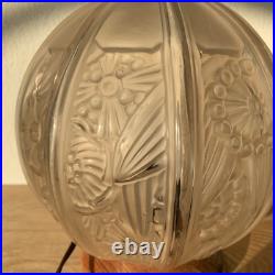 HETTIER VINCENT Lampe Avec Globe Verrerie Des Hanots art Déco 1930 Fleurs Styl