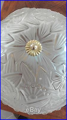 HETTIER-VINCENT lampe de table art deco verre moulé pied signé DARBOY Muller